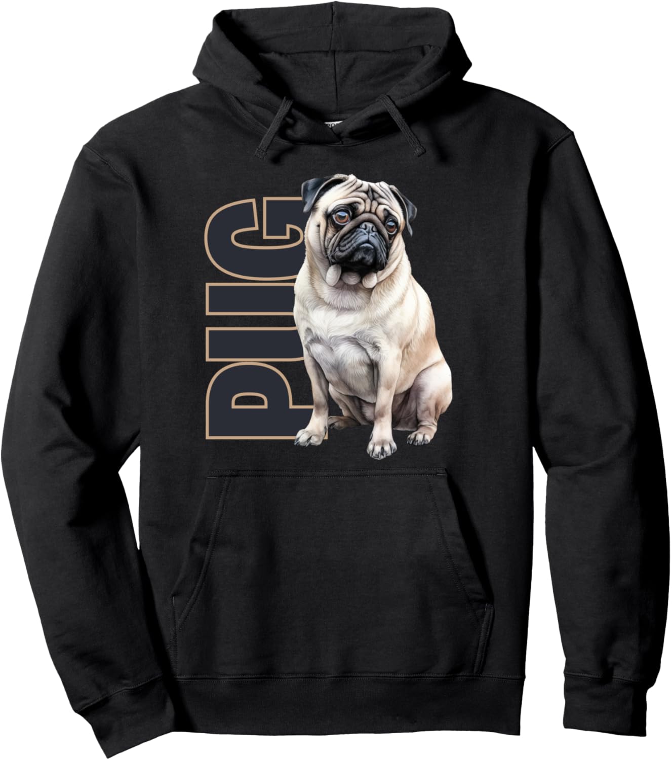 

Худи с рисунком мопса в акварельном стиле Utopia Sport Pug Shop, черный