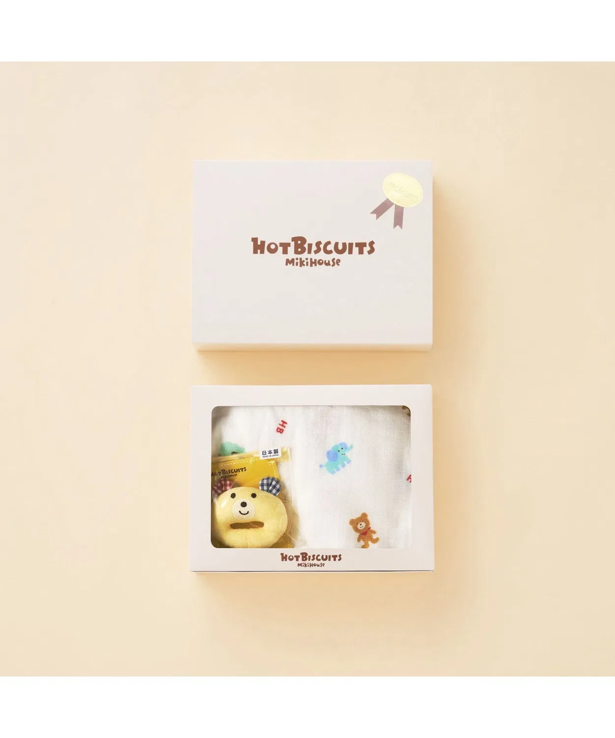 Детский комплект из бани и игрушки-погремушки с моделью HOT BISCUITS, Ivory — фото 2