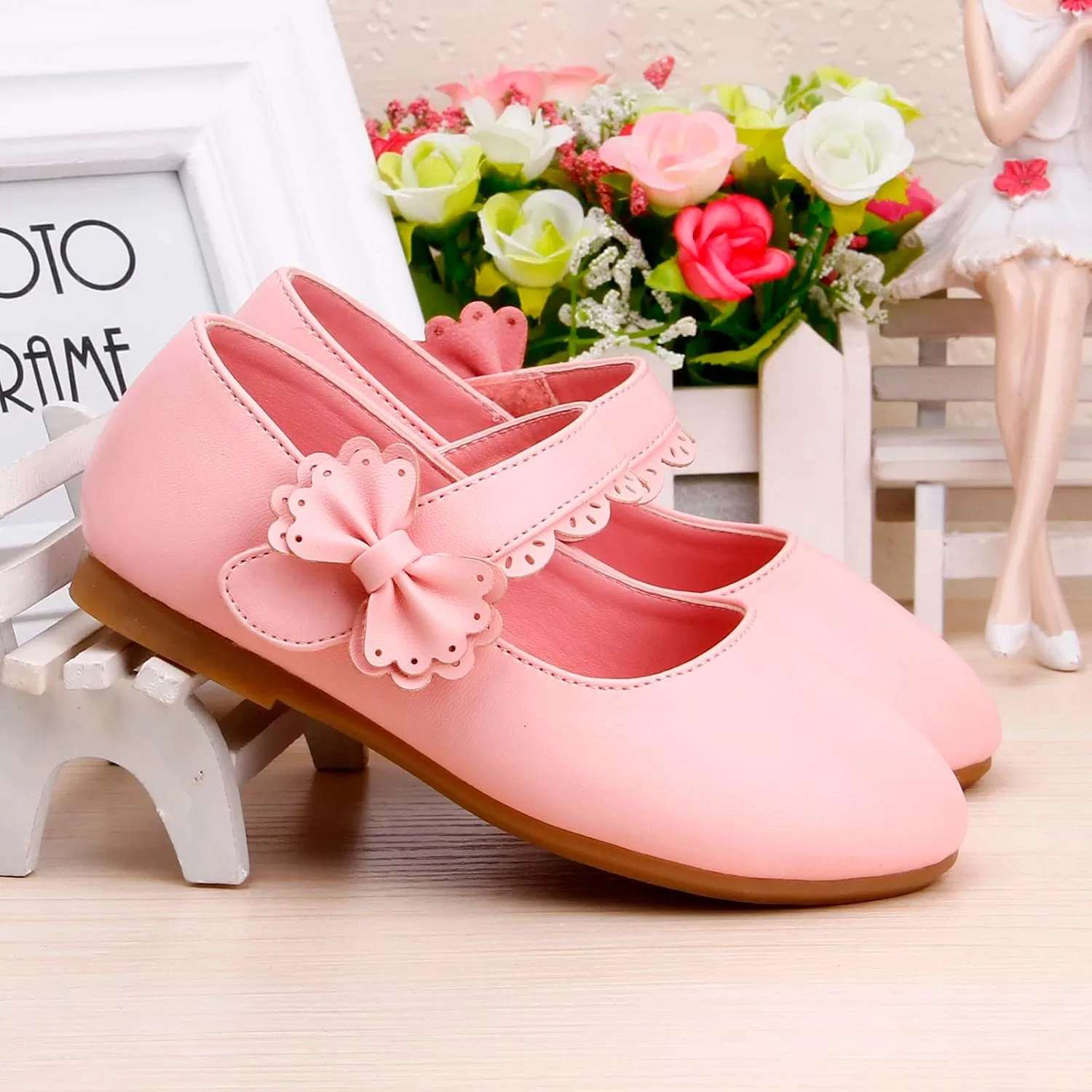 Детские туфли Мэри Джейн для девочек из кожи, Pink — фото 3