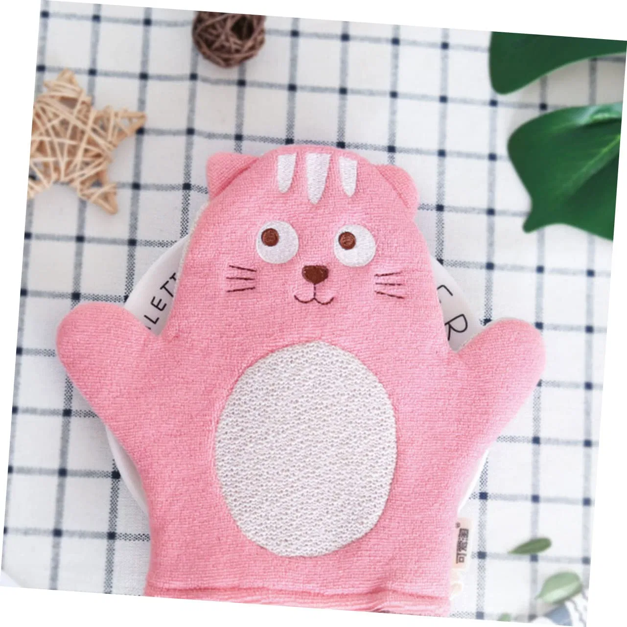 No brand Детские мочалки-перчатки с дизайном животных, Cotton, 4 шт, 19x18x1.3 см, Bunt — фото 4