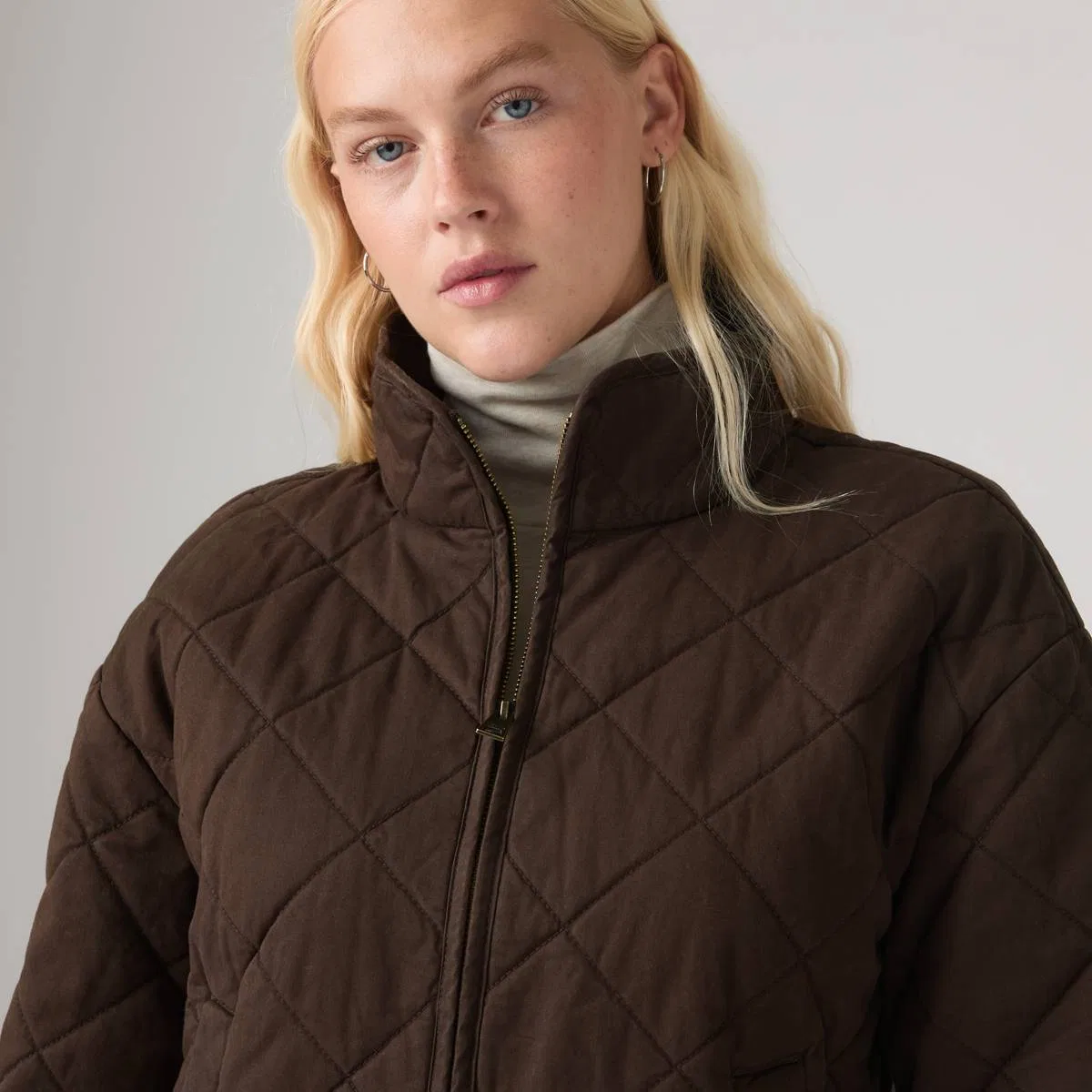 Хлопковая куртка с ромбовидной стежкой Levi's, Brown - Brown — фото 2