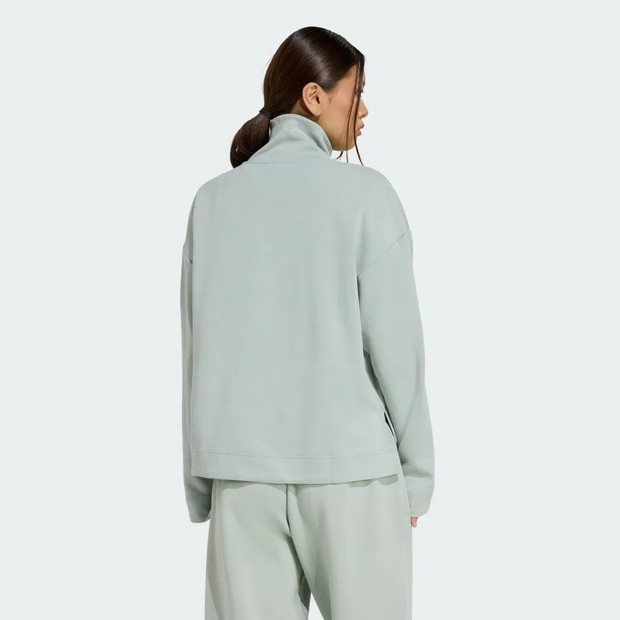 Женский свитшот с четвертью молнии Soft Lux Quarter-Zip adidas, Светло-зеленый — фото 2