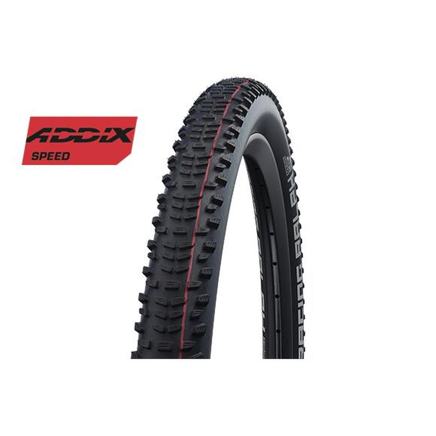 

Складная покрышка Racing Ralph — 26x2,25 дюйма — Super Ground SnakeSkin Addix Speed SCHWALBE, черный / черный / красный