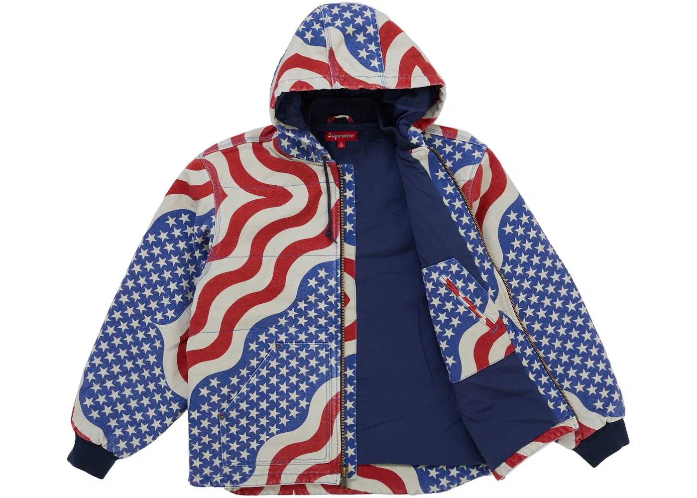 Мужская стеганая куртка с капюшоном с принтом Flag Jacket Supreme, Multicolor — фото 2