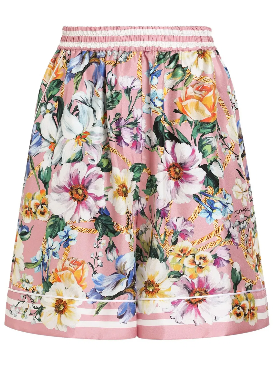 Шорты из сатина с цветочным принтом Dolce & Gabbana, розовый