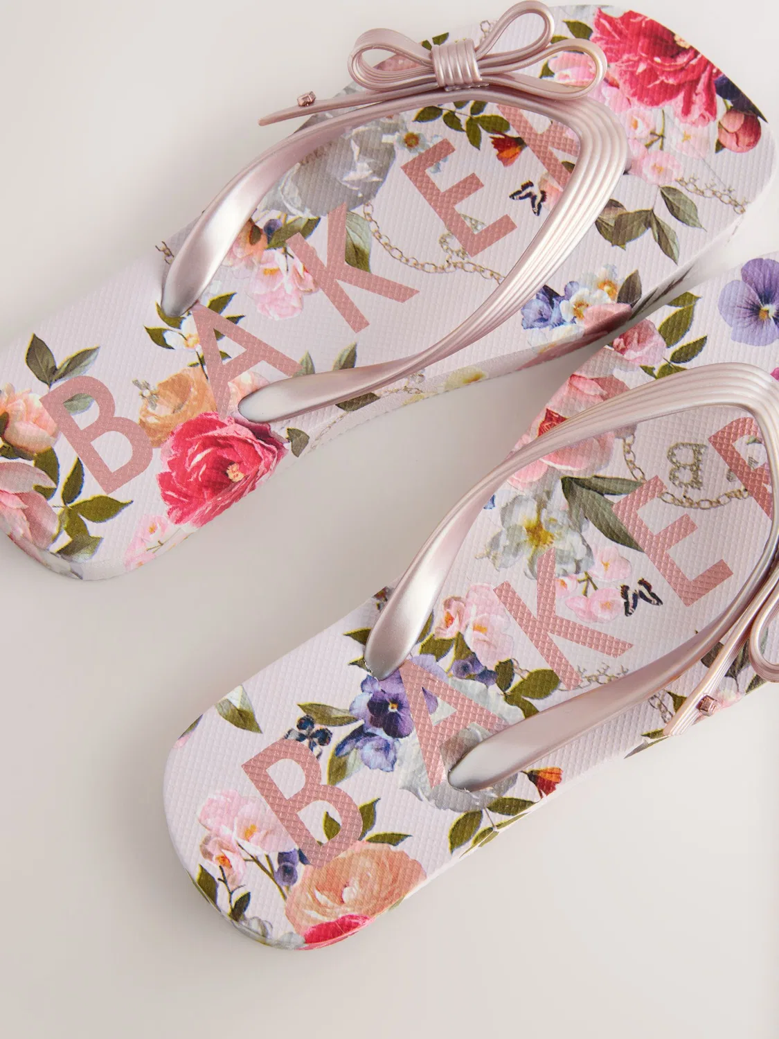 Вьетнамки Baker by Ted Baker Bow Square Toe, розовый — фото 3