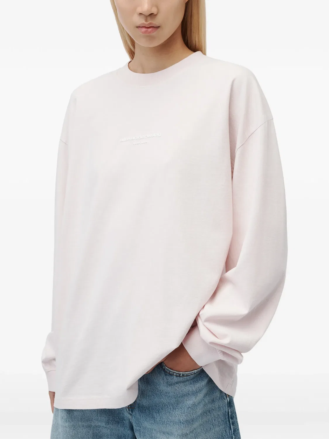 Футболка с длинными рукавами и логотипом Alexander Wang, розовый — фото 4