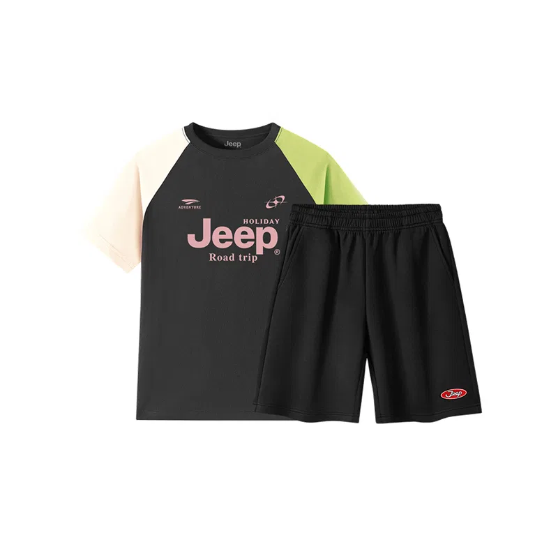 Детский спортивный комплект с воротником-поло, модель Casual Sportswear, Jeep, Ecru & Grass Green