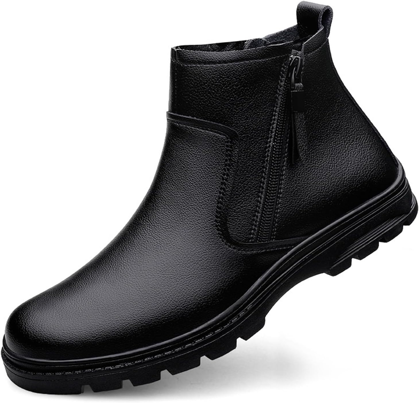 

Зимние ботинки Челси Плюс бархатные ботинки Мужские деловые кожаные повседневные ботинки на щиколотку Снежные ботинки Dmgyck, черный