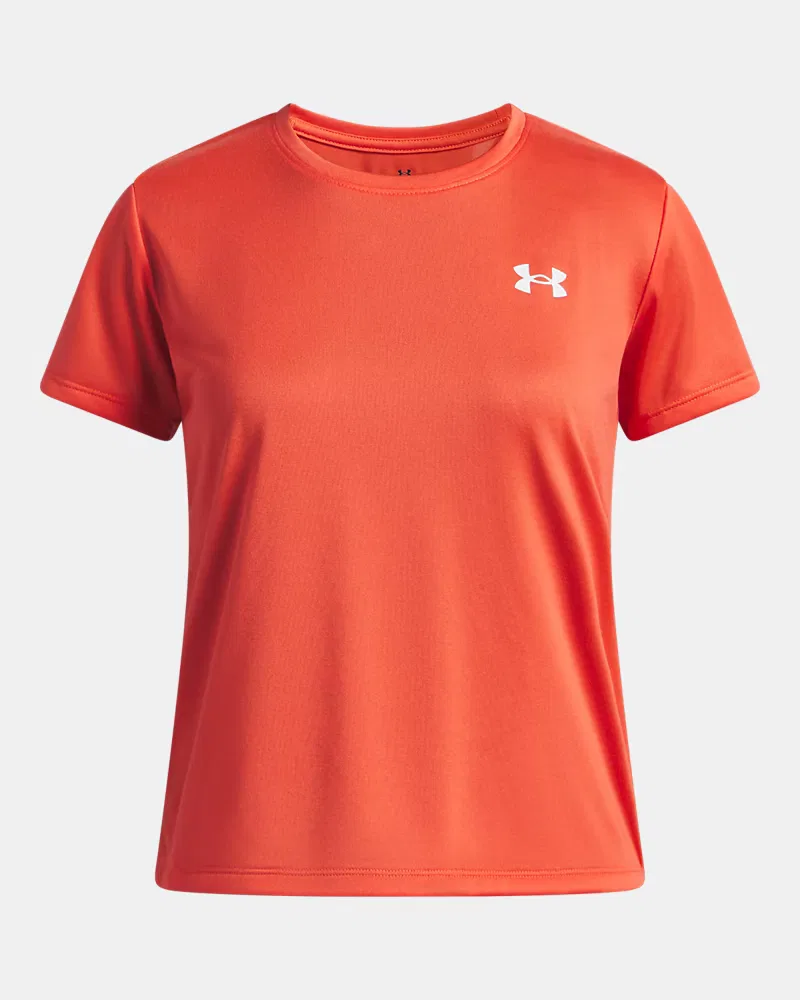Футболка для девочек с коротким рукавом из быстросохнущей ткани UA Tech UnderArmour, Venom Red/White