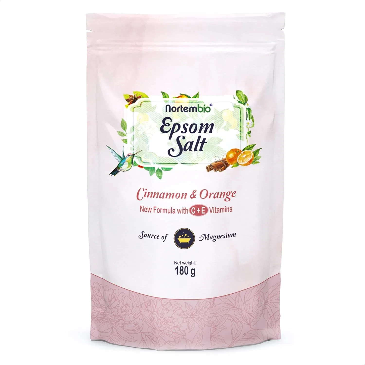 Соль для ванны Epsom с ароматом корицы и апельсина Nortembio, 180 г