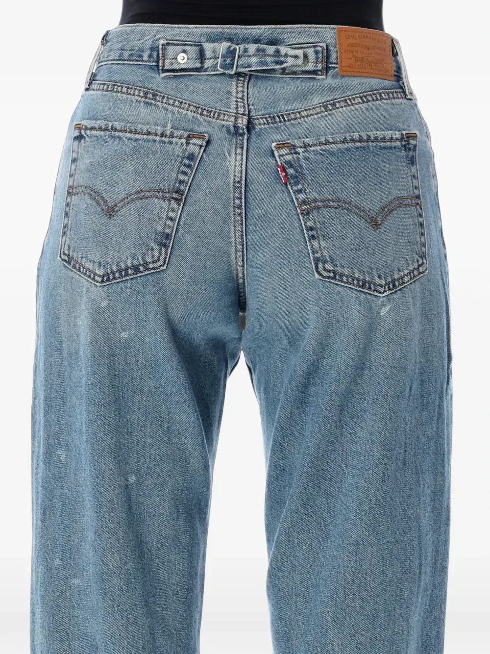 Джинсы с эффектом потертости и ремешком сзади Levi's, синий — фото 3