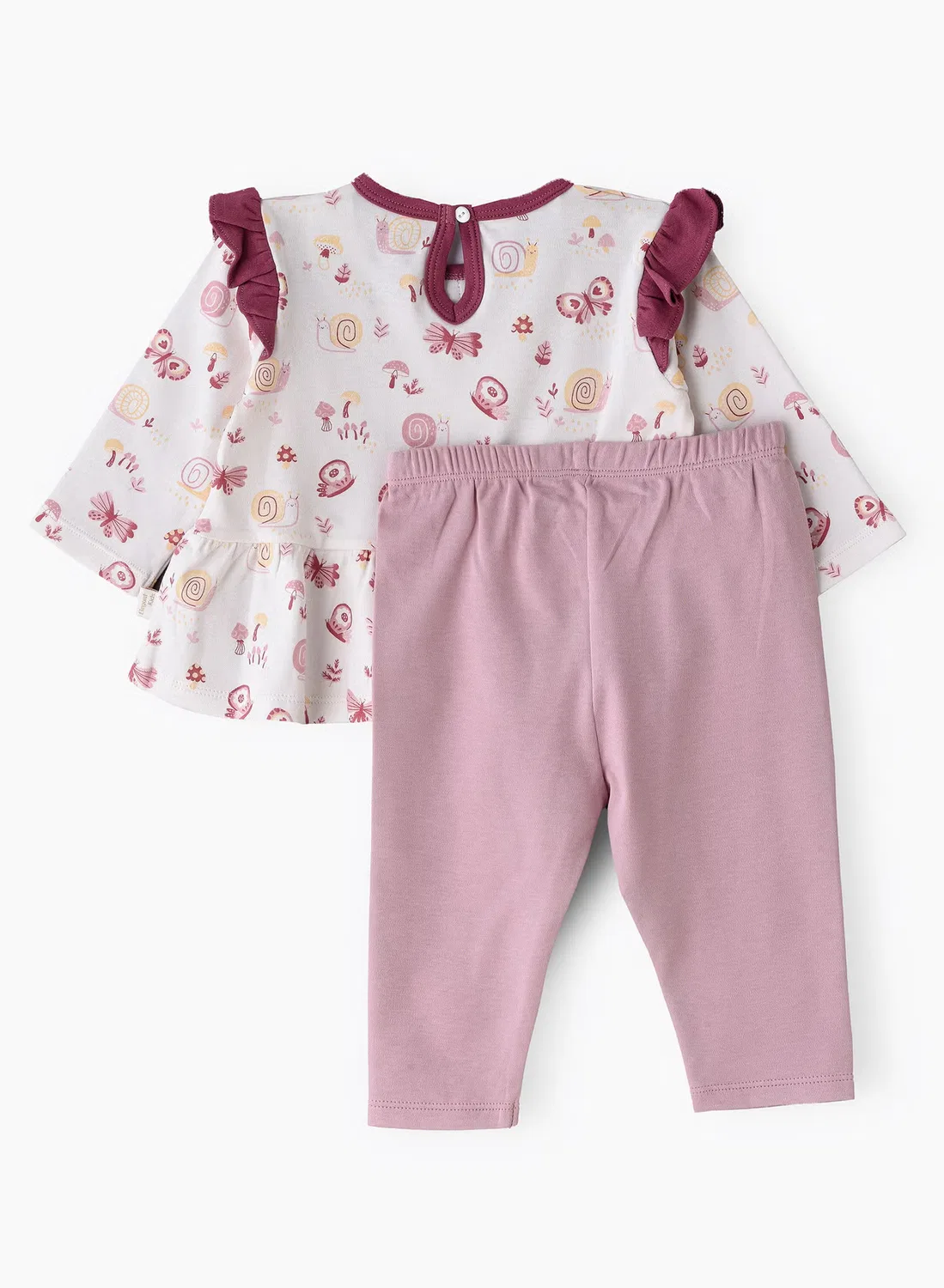 Боди-комбинезон с длинным рукавом и оборками, комплект с леггинсами Elegant Kids, розовый — фото 2