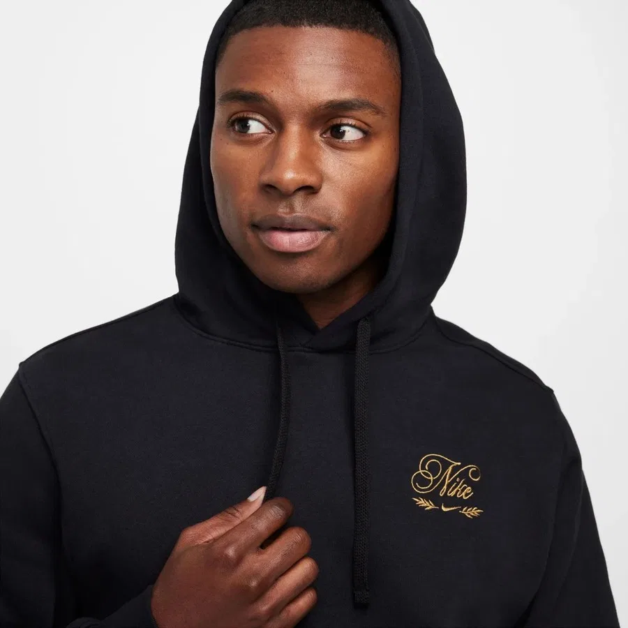 Свитшот мужской с капюшоном Nike Club Brushed Hoodie, Черный