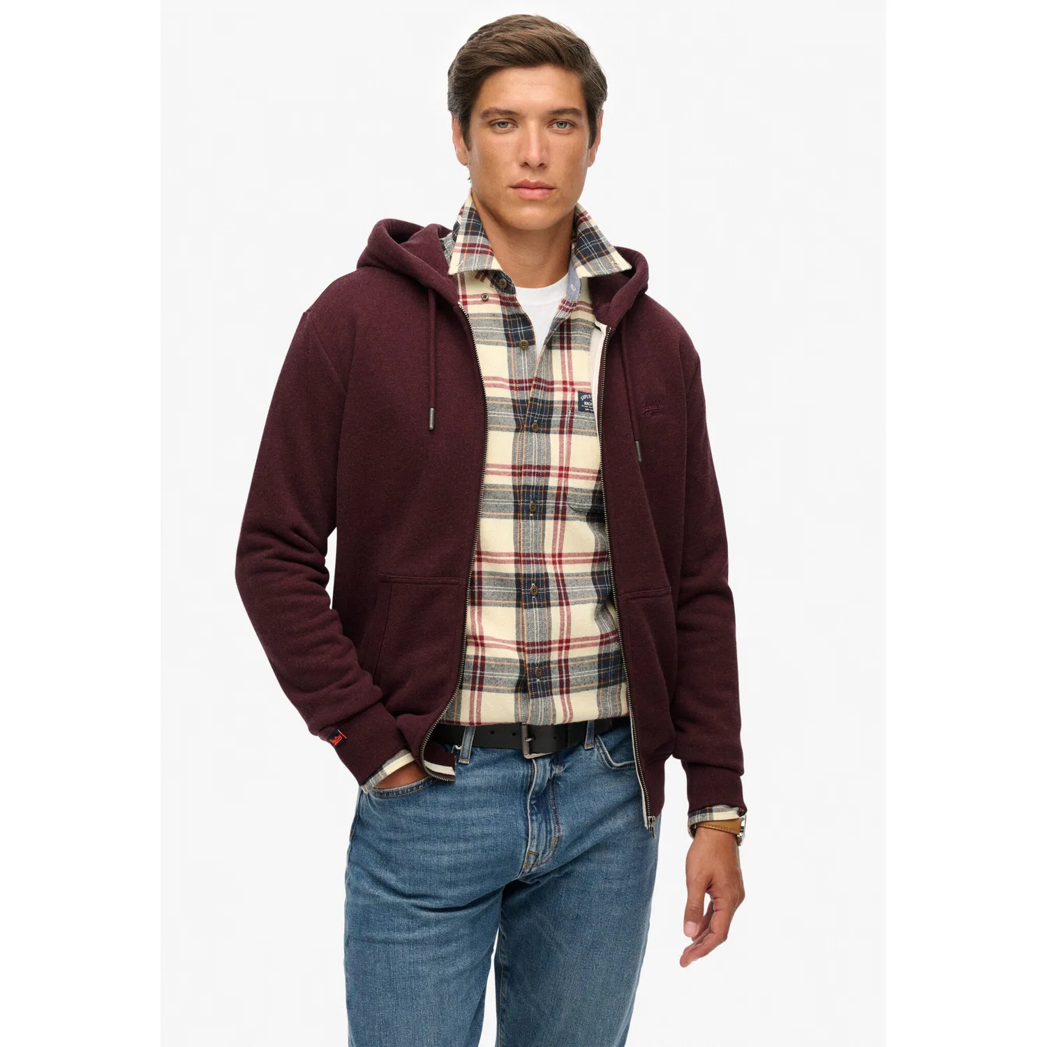 Мужская капюзонная толстовка с логотипом Superdry, Tawny Port Marl