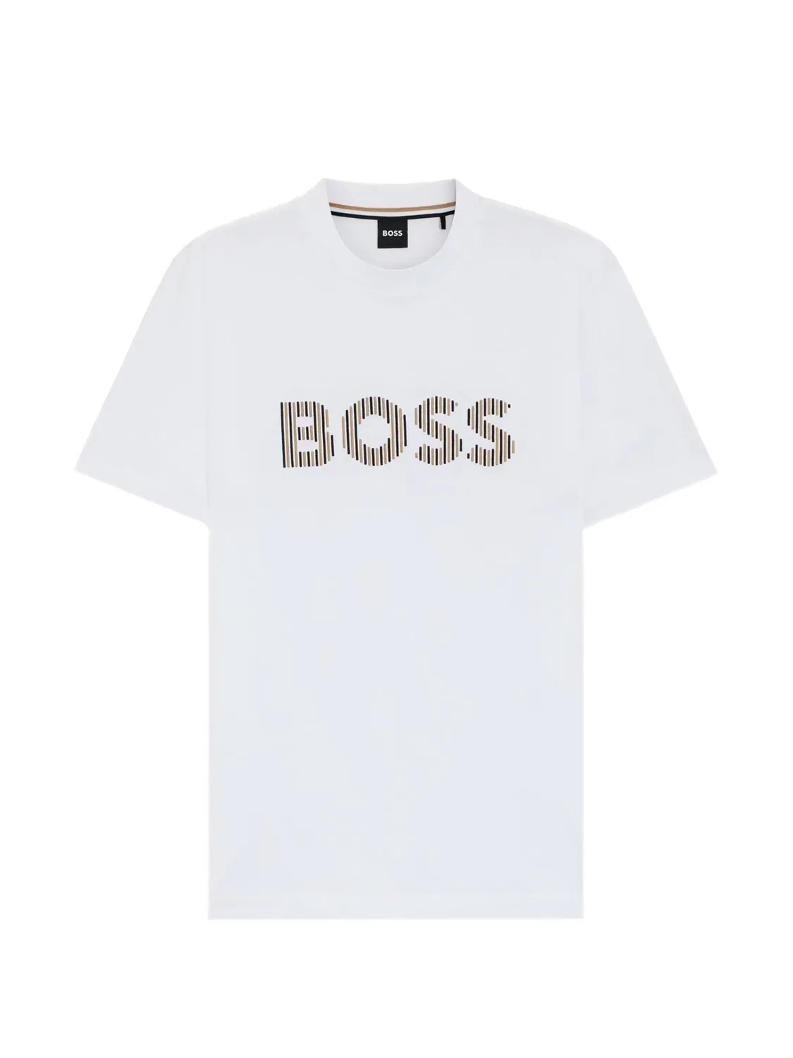 Футболка с полосатым логотипом, белая BOSS, белый
