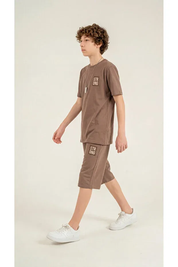 Детский комплект для мальчиков с принтом Mışıl Kids, Brown — фото 3