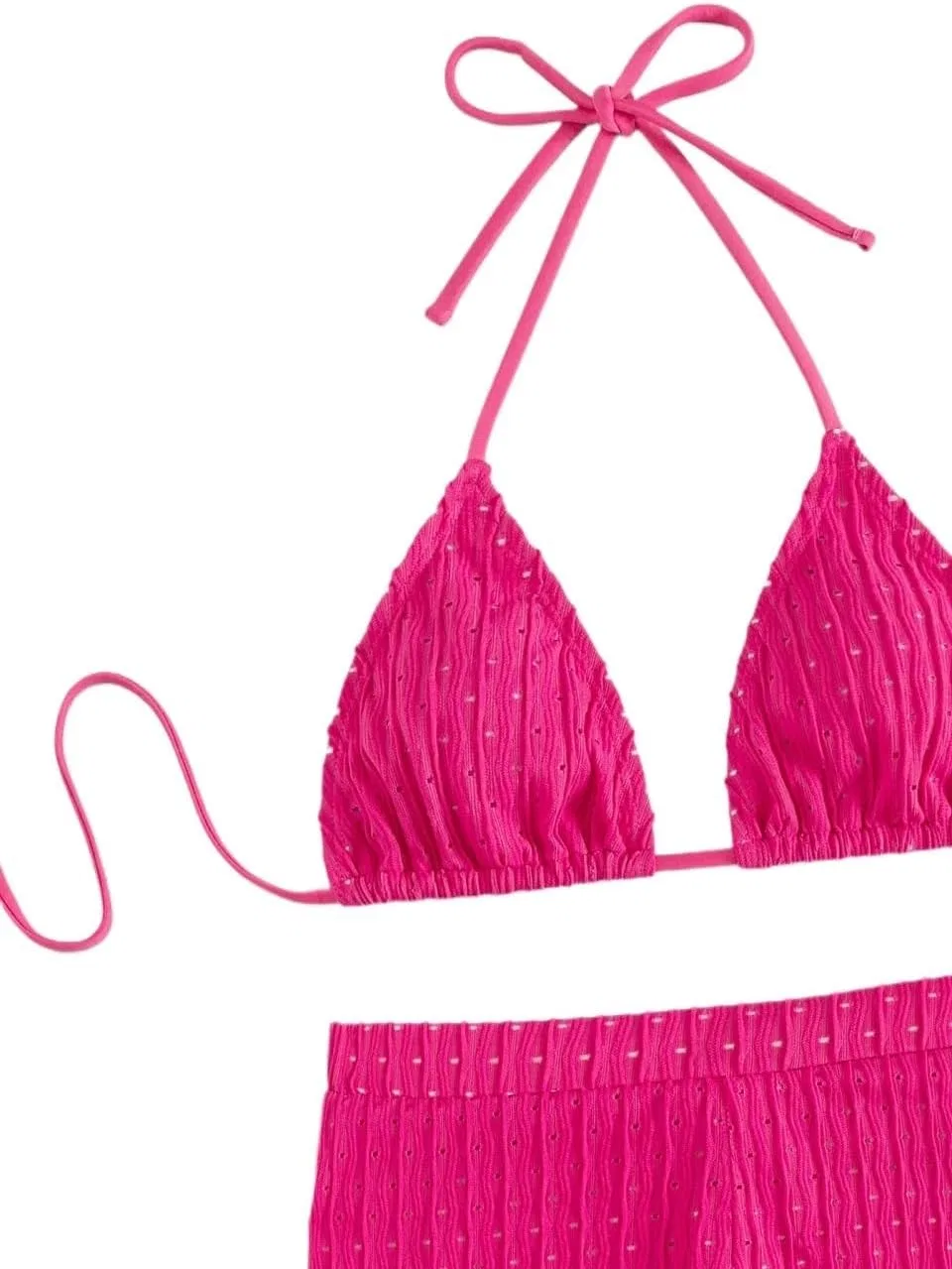 Женский бикини-сет с завязками на спине Halter, Hot Pink — фото 4