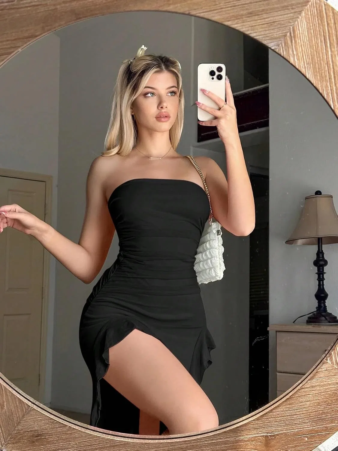 Женское облегающее платье макси с асимметричным подолом, Black — фото 3