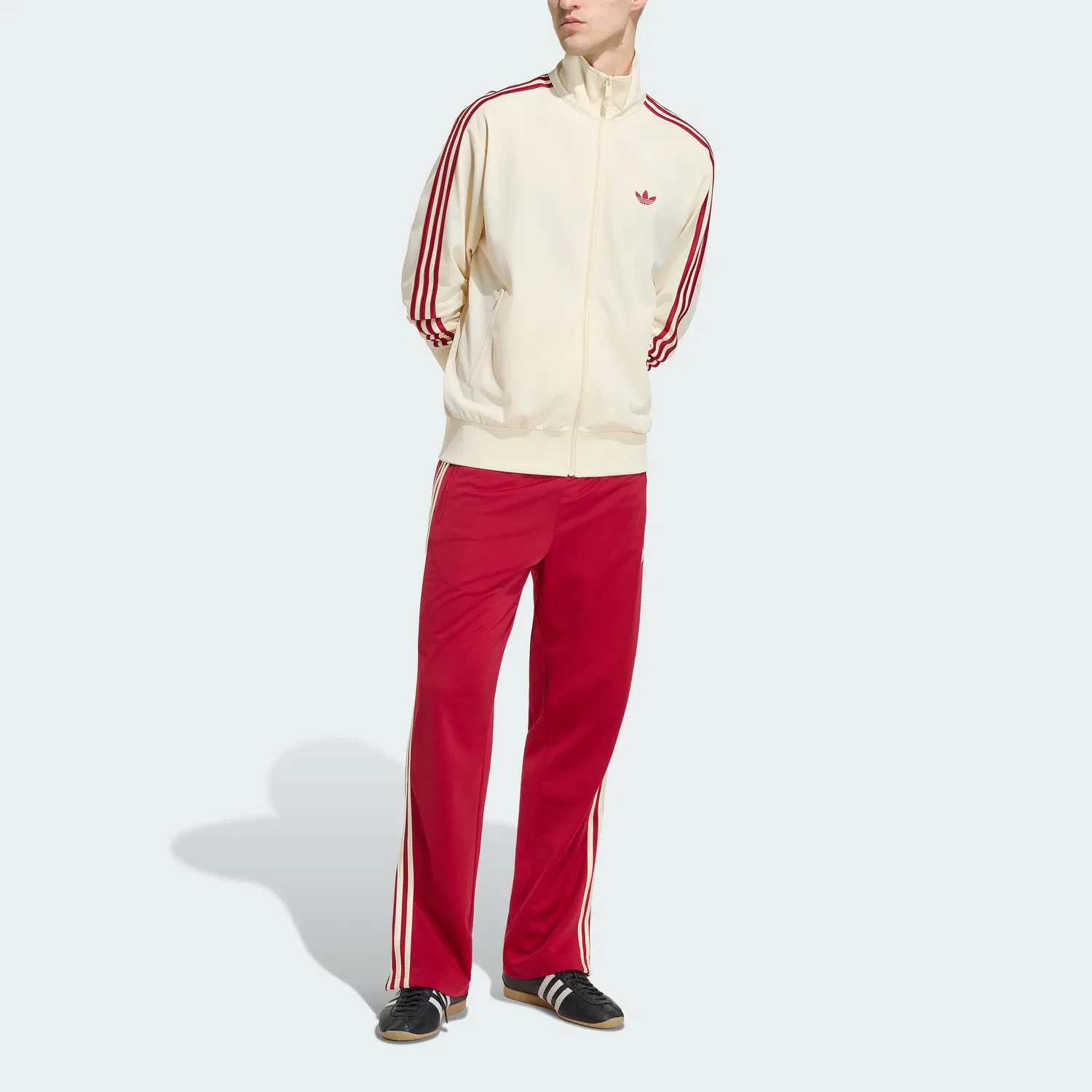 Мужская куртка с воротником-стойкой Firebird Adidas Originals, Warm Vanilla/Victory Red — фото 3