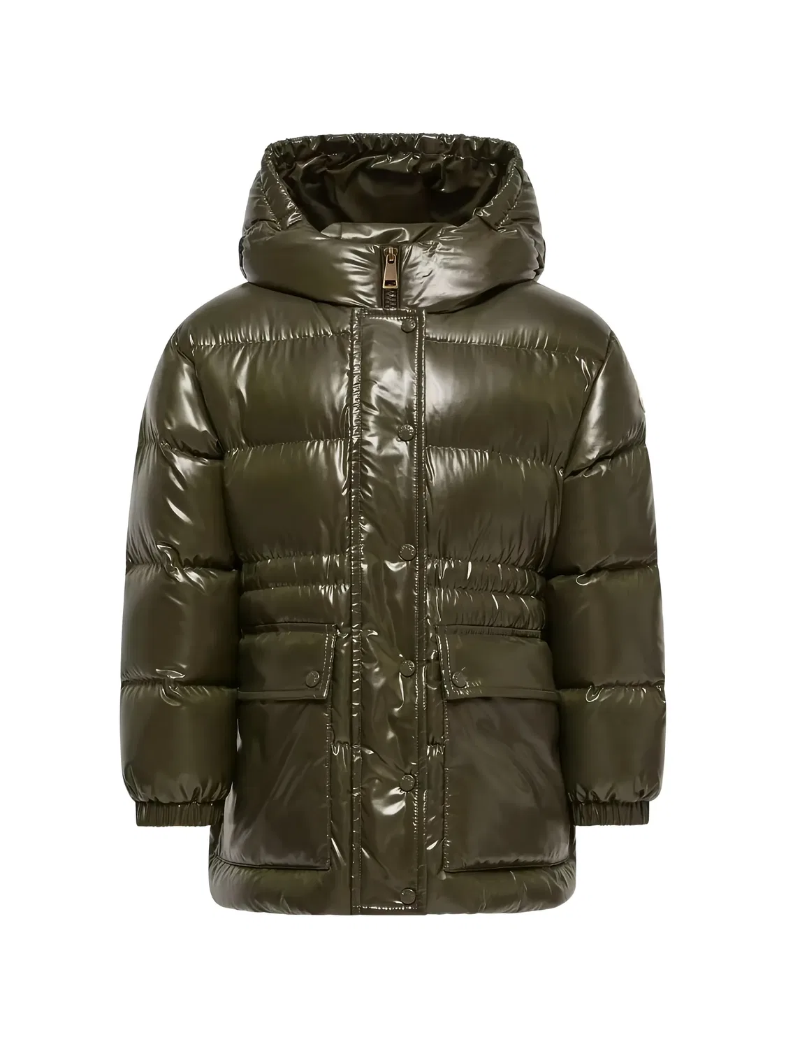 Стеганое пальто с капюшоном зеленое Moncler, зеленый
