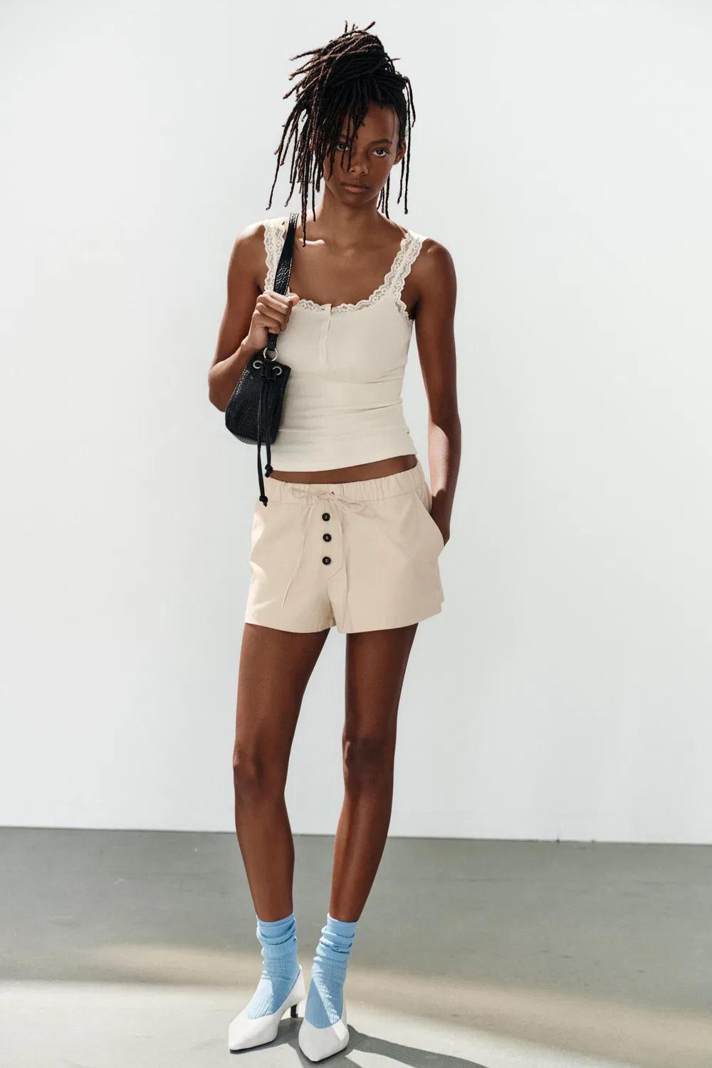Кружевной топ Henley ZARA, Oyster-white