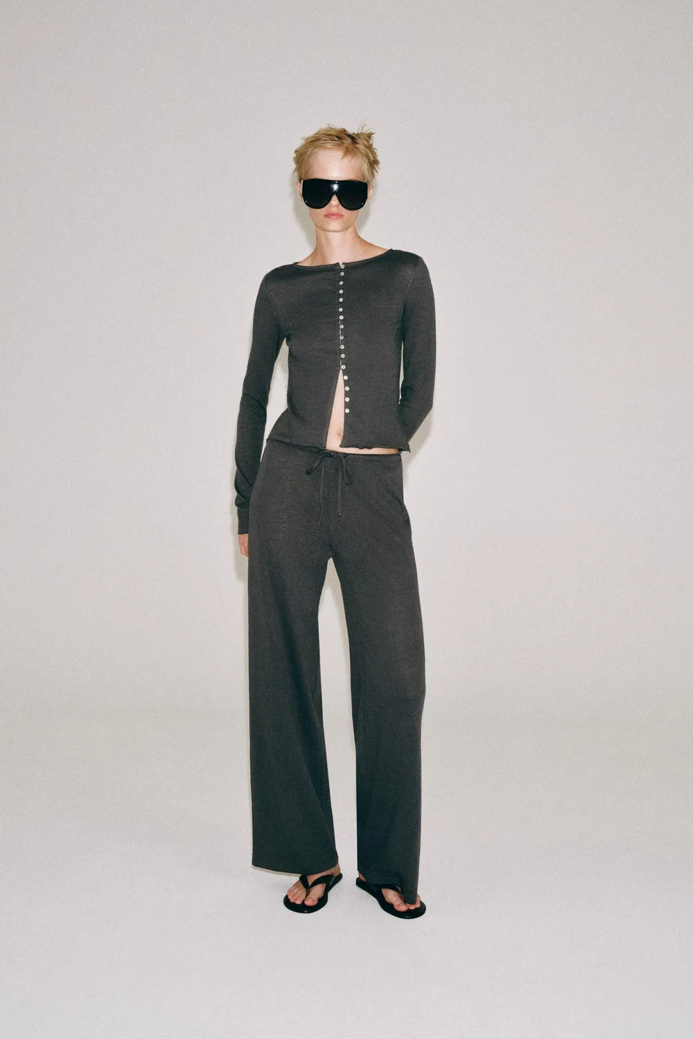 Рустикальные брюки ZARA, Anthracite grey