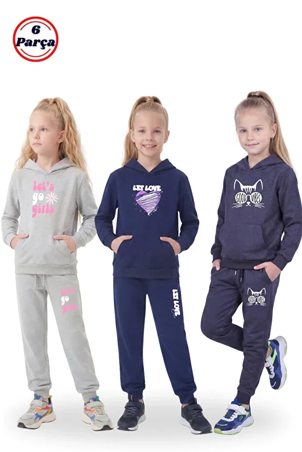 Детский спортивный комплект для девочек из 3 предметов с принтом Ya Ko Kids, Gray-Blue-Smoked