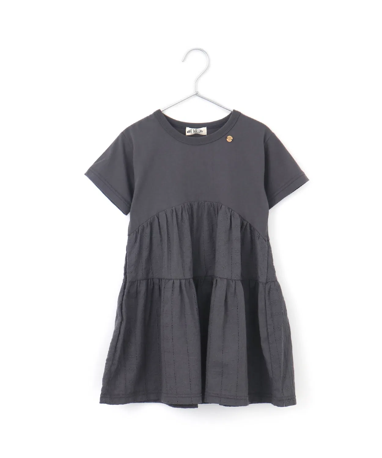 Детская туника-трапеция с длинным рукавом хлопковая, модель Tiered MAKE YOUR DAY, Charcoal Grey