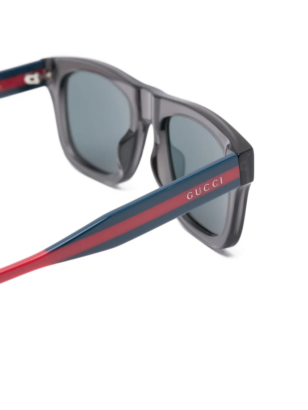 Солнцезащитные очки прямоугольной формы в полоску Gucci, серый — фото 3