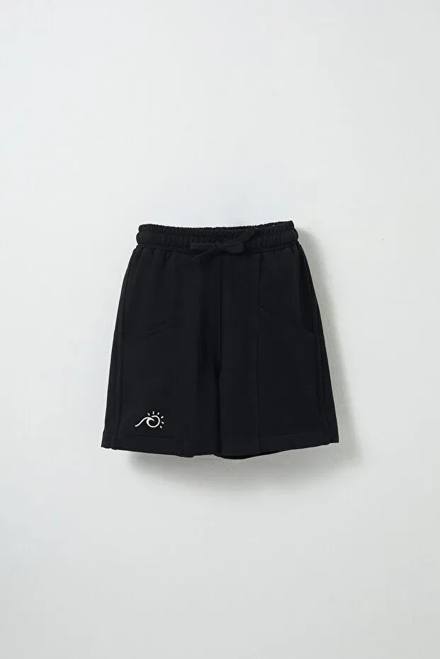 Детские шорты для девочек с вышивкой Marvy, Black