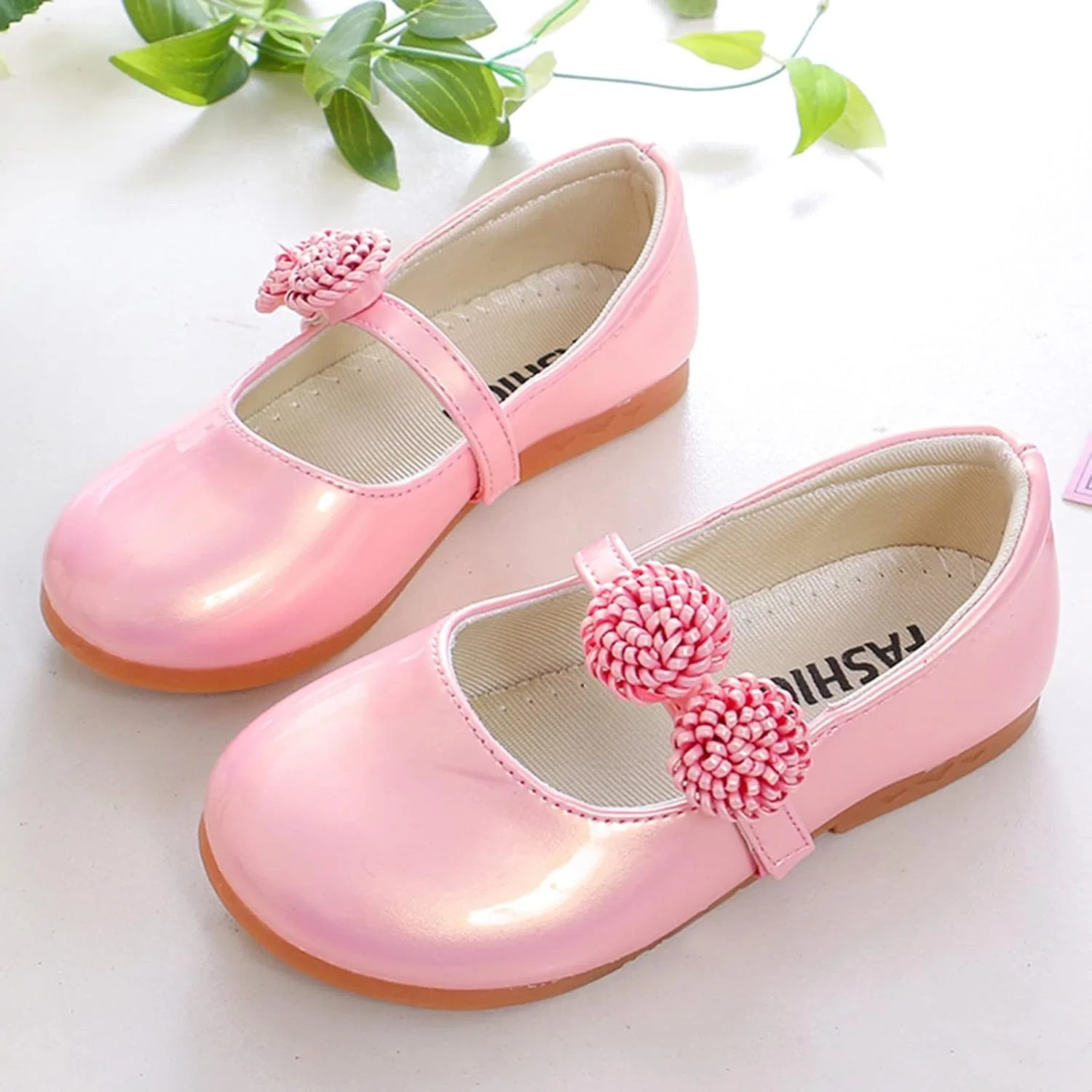 Детские туфли для девочек с бантом из белой кожи Toddle Size 4, Pink — фото 4