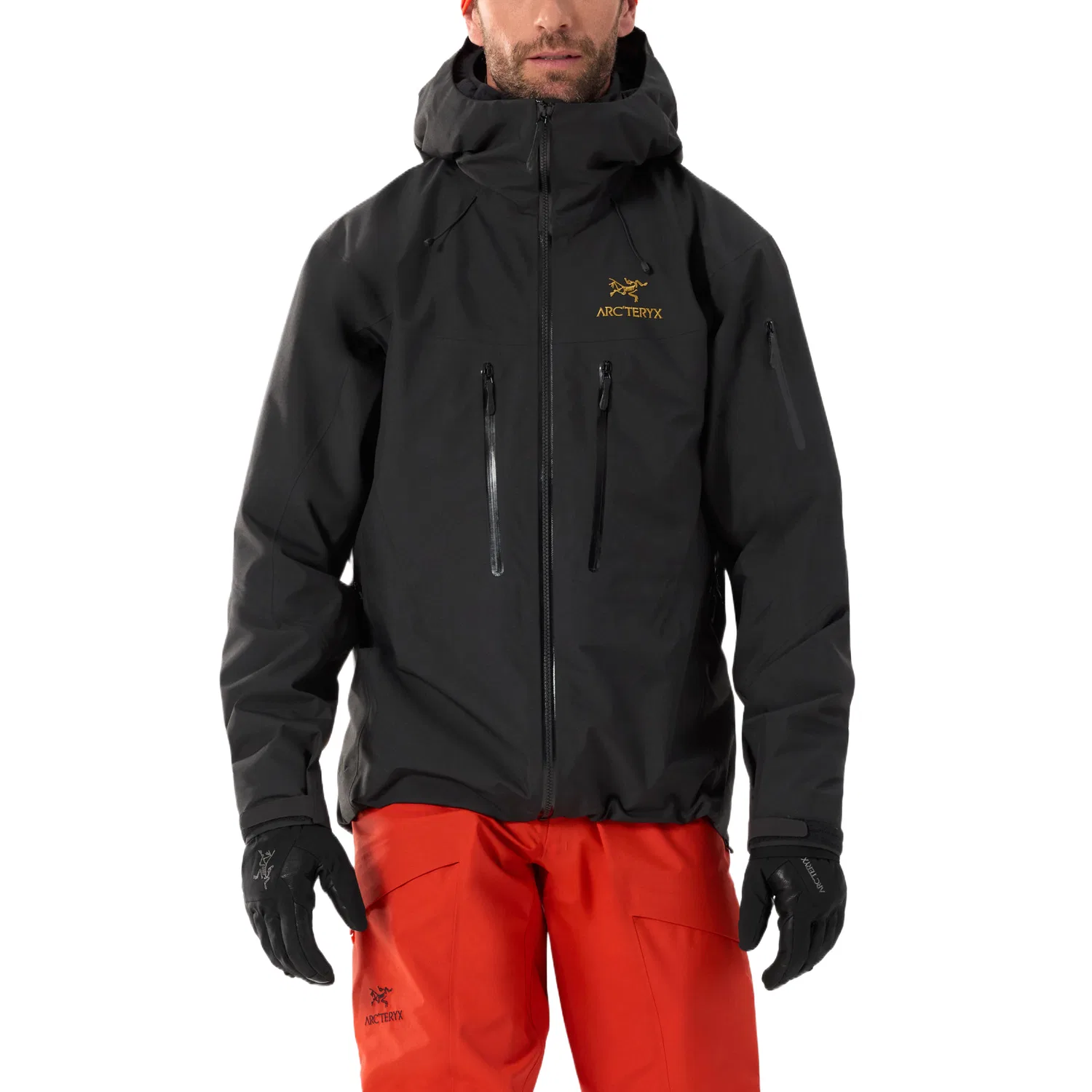 Мужская ветрозащитная куртка с капюшоном Alpha SV, Arcteryx, Black/Vintage Green/Ivy Green/Spotlight — фото 4
