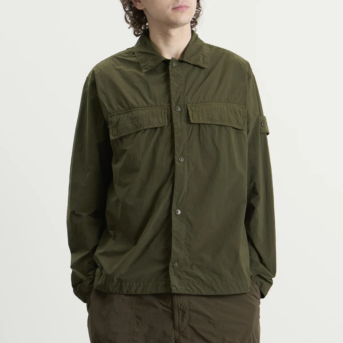Куртка-рубашка из нейлона с эффектом матирования Ghost Stone Island, Military Green — фото 2