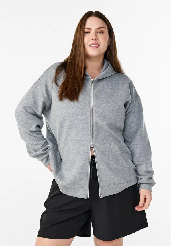 

Толстовка на молнии с принтом mit reissverschluss und taschen Active By Zizzi, Light Grey Melange, Серый, Толстовка на молнии с принтом mit reissverschluss und taschen Active By Zizzi, Light Grey Melange