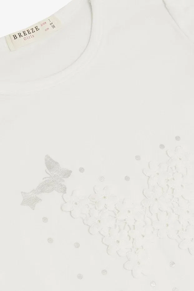 Детская футболка для девочек с принтом Breeze, White — фото 3