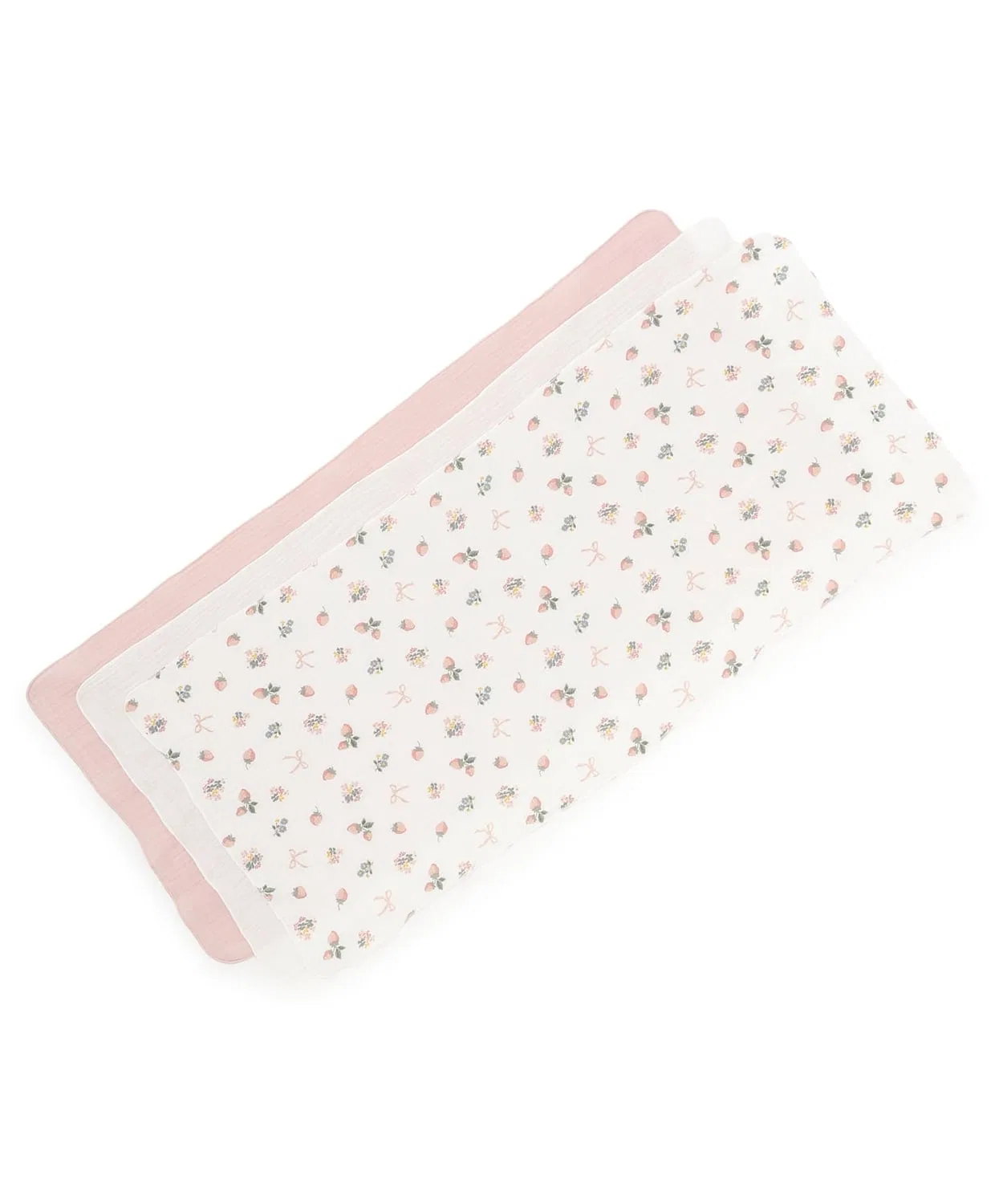 Детский комплект из 3 марлевых полотенец с принтом Petit Main, Light Pink