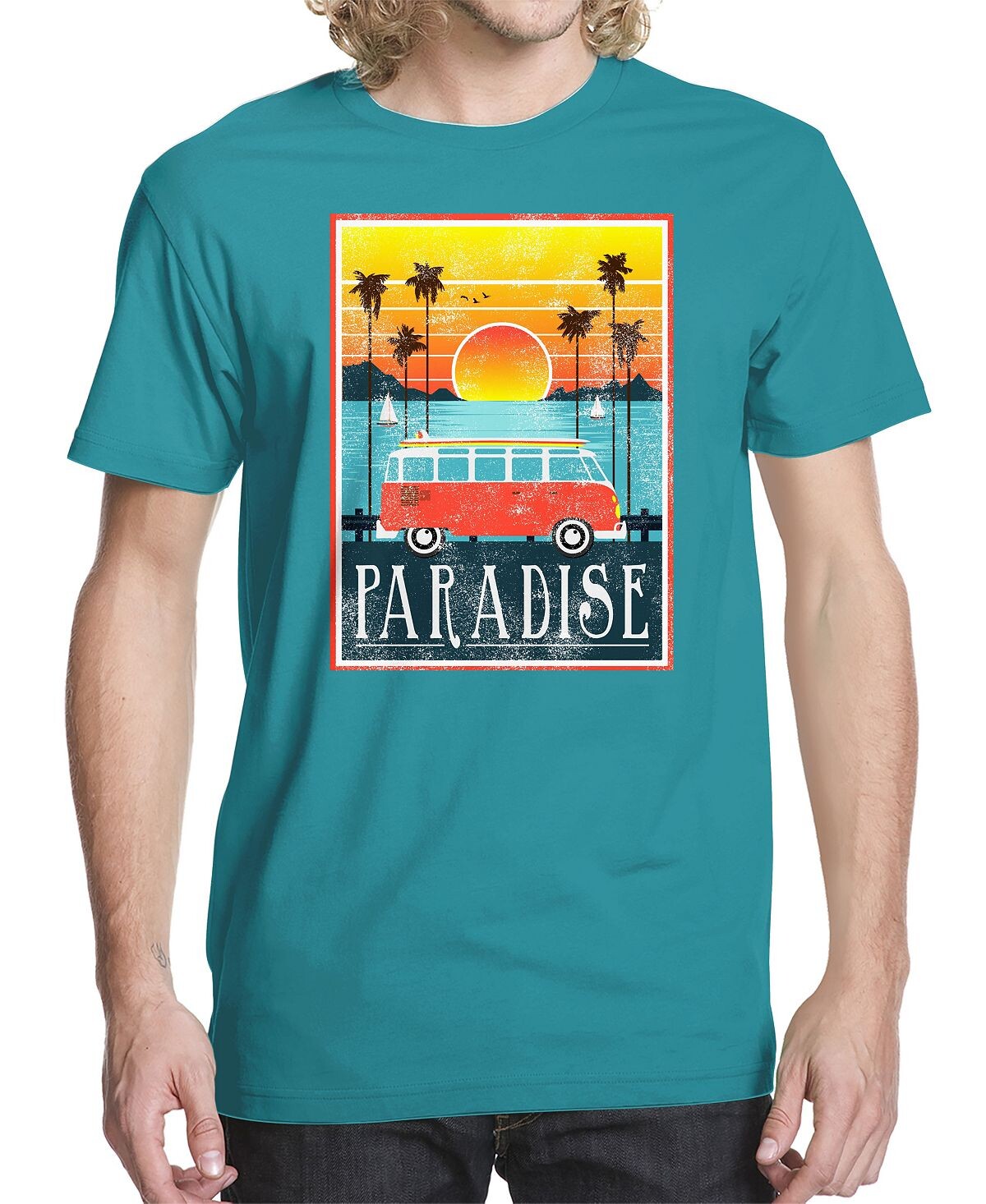 

Мужская футболка с принтом paradise new Beachwood, мульти, Синий, Мужская футболка с принтом paradise new Beachwood, мульти