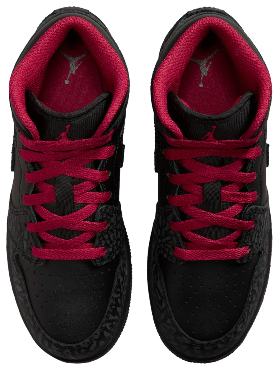 Детские кроссовки для мальчиков с кожаным верхом Jordan AJ1 Mid SE Jordan, Tough Red/Black/Black — фото 4
