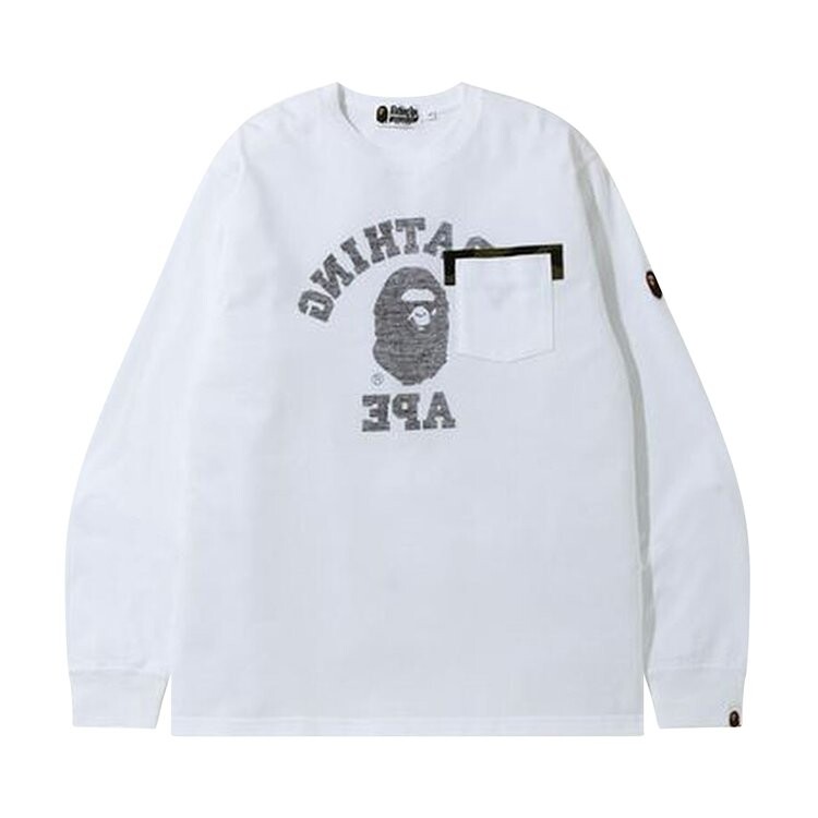 

Лонгслив BAPE Reverse College Long-Sleeve Tee 'White', белый