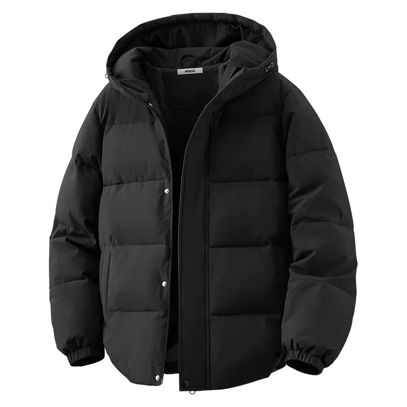 Детский пуховик с капюшоном утепленный стеганый MINISO, Light Gray — фото 3