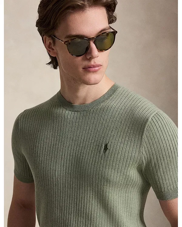 Мужской свитер с коротким рукавом Polo Ralph Lauren, зеленый — фото 4