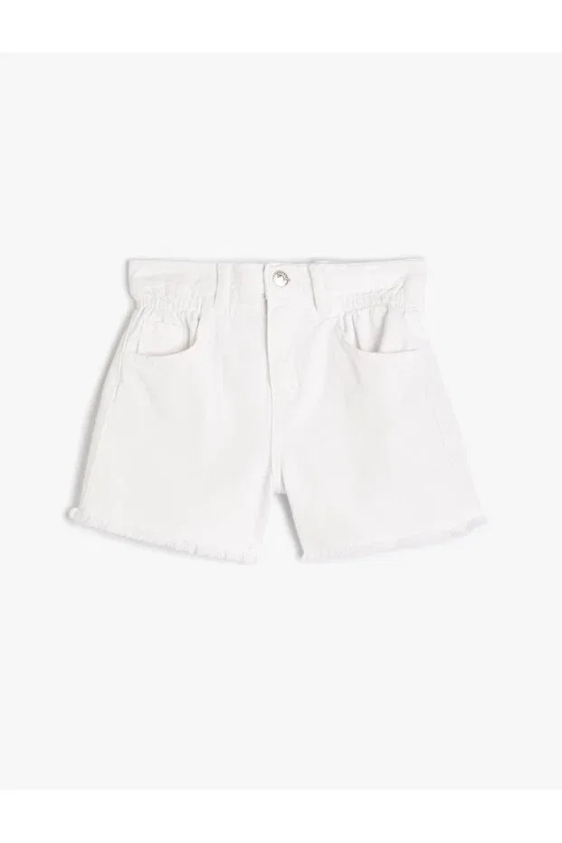Детские джинсовые шорты для девочек с бахромой Koton, White — фото 3