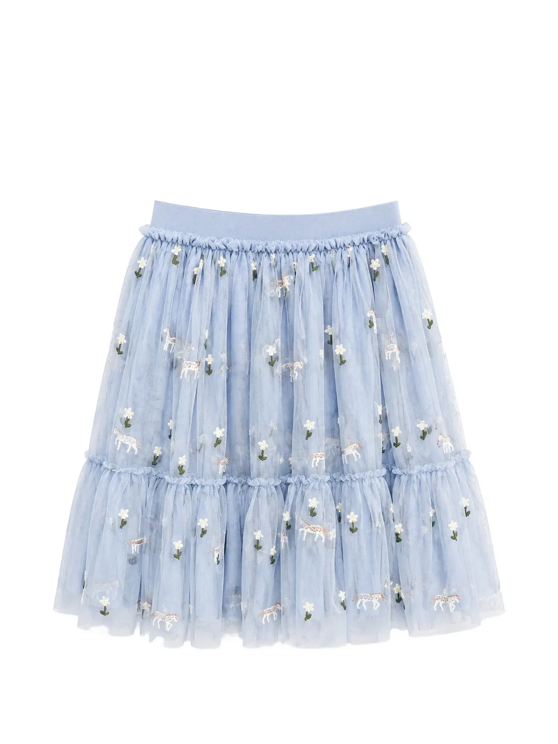 Вышитая многоярусная юбка-пачка Stella Mccartney Kids, синий — фото 2