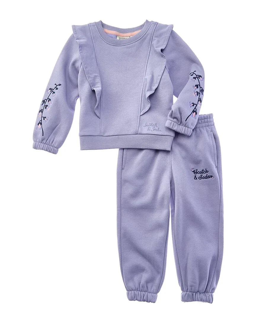 Детский комплект из флиса с цветочной вышивкой Scotch & Soda, фиолетовый