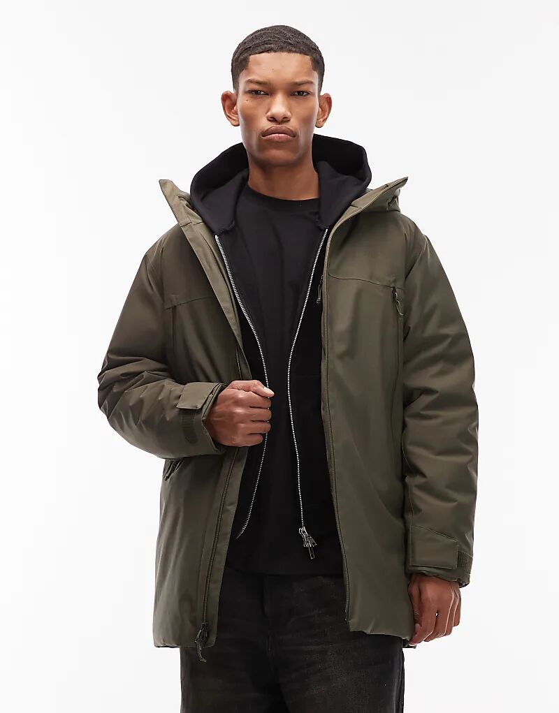 

Утепленная водонепроницаемая парка с капюшоном North Face MTN Range зеленого цвета