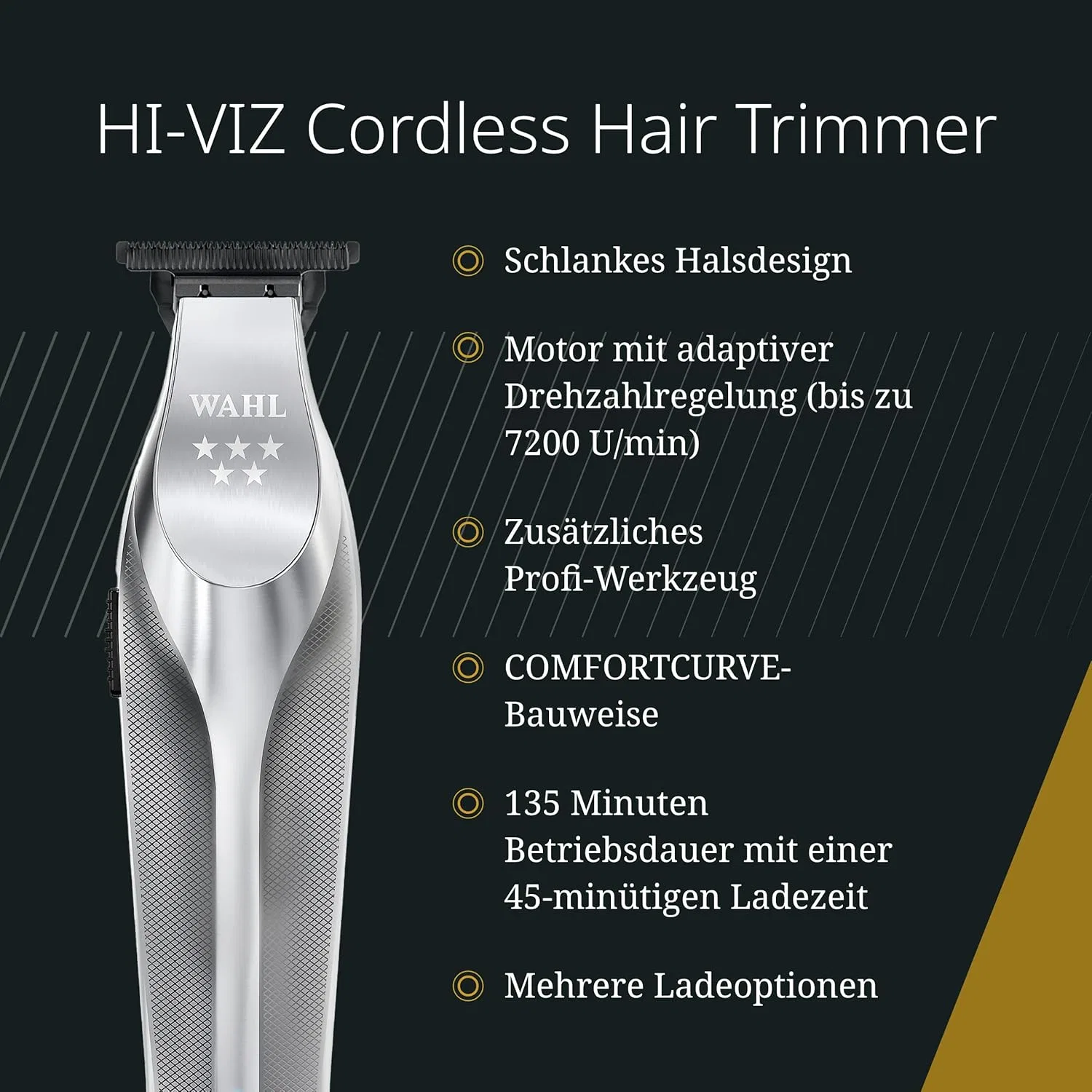 Беспроводной триммер для волос «HI-VIZ» от Wahl Wahl, Silver — фото 2