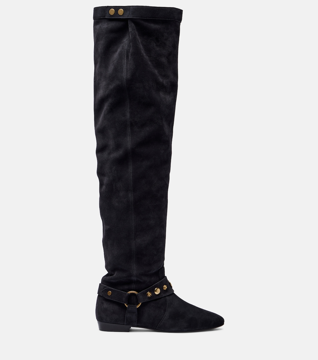 Сапоги из замши Selize выше колена Isabel Marant, Faded Black/Gold — фото 4