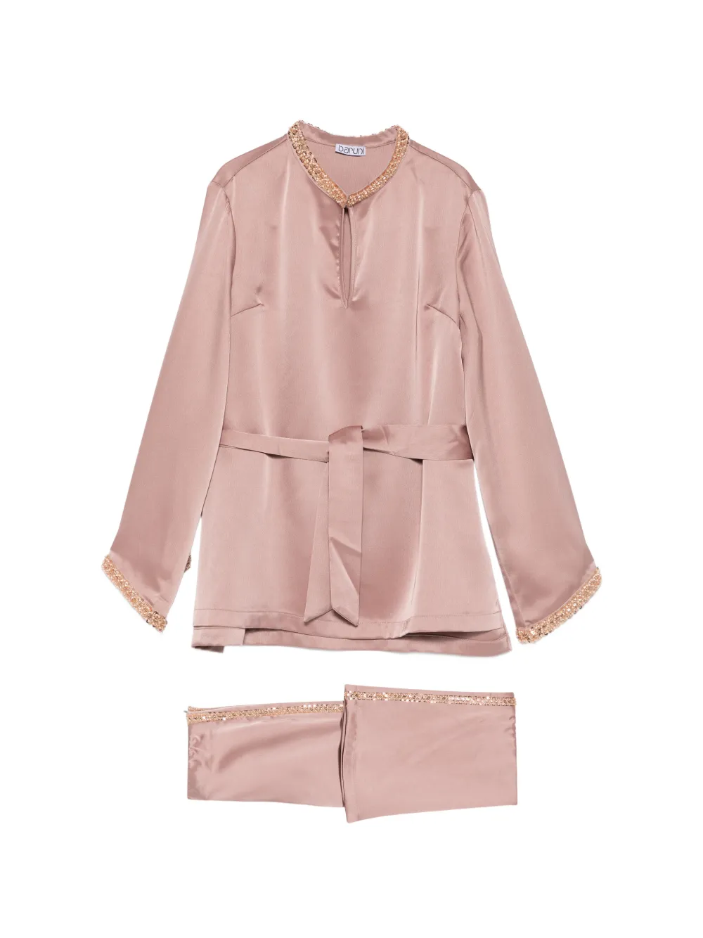 

Костюм с брюками, украшенный отделкой Samar Baruni, бежевый