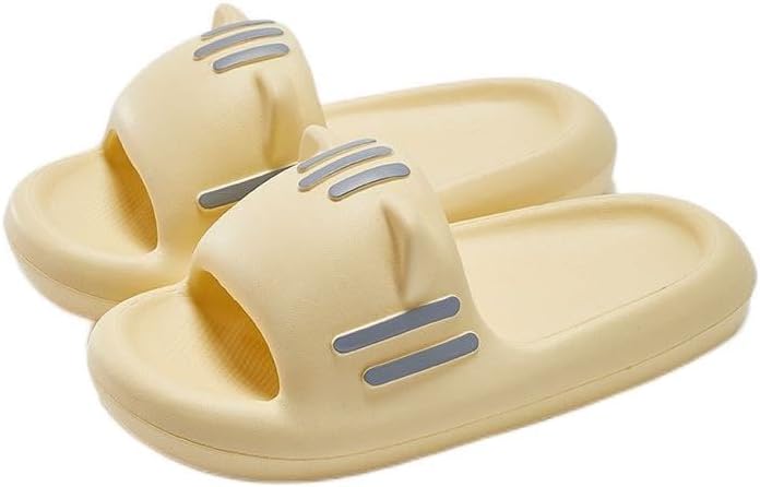 

FSwinder Cat Slides- летние милые тапочки с мультяшными котиками, нескользящие, с открытым носком и легкой подошвой, повседневные, унисекс, пляжные, желтый